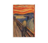 Edvard Munch Impression sur toile Œuvres de peintres célèbres (The Scream) - Impressions sur toile d'œuvres d'art pour décoration de chambre à coucher, salon (40 x 60 cm)