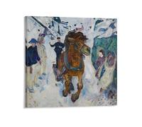 Edvard Munch Poster sur toile représentant un cheval au galop (1) Décoration murale pour salon 30 x 30 cm