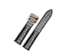 EDVENA 18 20 22 23 24 25mm Bracelet De Montre En Cuir Véritable Crocodile De Haute Qualité Compatible Avec Le Réservoir Cartier London Solo Bracelet De Montre En Cuir Hommes Femmes(Black no clasp,19mm