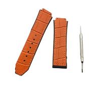 EDVENA 25mm * 19mm Cuir Caoutchouc Silicone Bracelet De Montre Boucle Papillon For Bracelet Hublot Compatible Avec La Ceinture Big Bang Logo De Fusion Classique(Orange,No buckle)