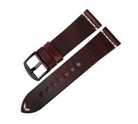 EDVENA Accessoires De Montre Bracelet en Cuir De Vache Bracelet De Montre Marron Bracelet De Montre Vintage 20mm 22mm 24mm Bracelet De Montre Compatible avec La Montre Fossil(Red B,20mm)