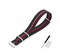 EDVENA Bracelet de montre côtelé 16 mm, 20 mm, 22 mm, 18 mm, 19 mm, 24 mm, en nylon robuste, style rétro, tressé, en tissu balistique(BLACK RED,20mm)