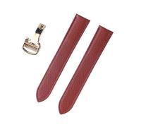 EDVENA Bracelet de montre de rechange compatible avec le bracelet de montre en cuir véritable Tank London 17 mm 18 mm 19 mm 20 mm 22(Brick red gold,17)