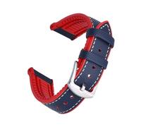 EDVENA Bracelet De Montre En Caoutchouc Fluoré De Qualité Supérieure, En Cuir, 20mm 22mm, Multicolore, For Chaque Marque De Montre(Blue red,22mm)