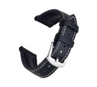 EDVENA Bracelet De Montre En Caoutchouc Fluoré De Qualité Supérieure, En Cuir, 20mm 22mm, Multicolore, For Chaque Marque De Montre(Black white,22mm)