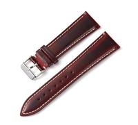 EDVENA Bracelet De Montre En Cuir De Cire D'huile 18mm 19mm 20mm 21mm 22mm, Bracelet De Montre Vintage Fait À La Main, Couleur Noir Bleu Marron, Accessoires De Montre For Hommes(Wine Red,18mm)