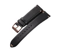 EDVENA Bracelet De Montre En Cuir De Vachette 18mm 19mm 20mm 21mm 22mm, Vintage, Fait À La Main, Bracelet De Montre Mince De Remplacement For Hommes(Black 1,18mm)
