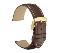 EDVENA Bracelet De Montre En Cuir De Veau, Matériau Souple, 16mm 18mm 19mm 20mm 21mm 22mm 23mm 24mm, Boucle Dorée(Brown-Gold,14mm)