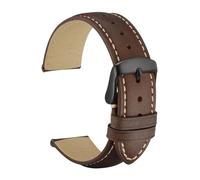 EDVENA Bracelet De Montre En Cuir De Veau, Matériau Souple, 16mm 18mm 19mm 20mm 21mm 22mm 23mm 24mm, Boucle Dorée(Brown-black,19mm)