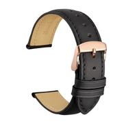 EDVENA Bracelet De Montre En Cuir Véritable 14mm 16mm 18mm 19mm 20mm 21mm 22mm 23mm 24mm, Bandes De Remplacement For Hommes Et Femmes(Black-Rose-A,14mm)
