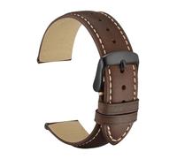 EDVENA Bracelet De Montre En Cuir Véritable 14mm 16mm 18mm 19mm 20mm 21mm 22mm 23mm 24mm, Bandes De Remplacement For Hommes Et Femmes(Dark Brown-Black-B,20mm)
