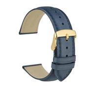 EDVENA Bracelet De Montre En Cuir Véritable 14mm 16mm 18mm 19mm 20mm 21mm 22mm 23mm 24mm, Bandes De Remplacement For Hommes Et Femmes(Navy Blue-Gold,20mm)
