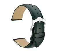 EDVENA Bracelet de montre en cuir véritable, 16mm, 18mm, 19mm, 20mm, 21mm, 22mm, 23mm, 24mm, bandes de remplacement, for hommes et femmes(Dark Green-Silver,16mm)