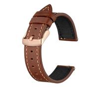 EDVENA Bracelet De Montre En Cuir Véritable, 18mm ~ 22mm, For Hommes Et Femmes, Ceinture De Remplacement À Dégagement Rapide, Boucle En Or Rose(Red Brown,19mm)