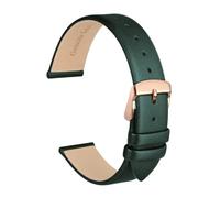 EDVENA Bracelet De Montre En Cuir Véritable 8mm 10mm 12mm 14mm 16mm 18mm 20mm, Bracelet De Remplacement Avec Boucle En Acier Inoxydable For Dames(Dark Green-Rose,12mm)