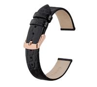 EDVENA Bracelet De Montre En Cuir Véritable For Dames Femmes 8mm 10mm 12mm 14mm 16mm 18mm 19mm 20mm Bracelet De Remplacement Boucle En Acier Inoxydable(Black-Rosegold,12mm)