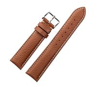 EDVENA Bracelet De Montre En Cuir Véritable Souple For Femmes Et Hommes, En Cuir De Vache, Grain De Litchi, Étanche, 14 16 18mm, Accessoires De Chaîne De Montre(Silver buckle white,16mm)