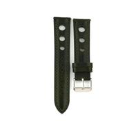 EDVENA Bracelet De Montre Fait À La Main, Cire D'huile Respirante, Cuir De Cheval Fou 18 19 20 21 22, Bracelet en Cuir Véritable À Dégagement Rapide(Green,20mm)