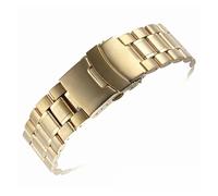 EDVENA Bracelet De Montre Solide En Acier Inoxydable 18/20/22/24mm, Arc/extrémité Droite, Boucle Pliante, Bracelet De Montre De Remplacement(Straight End Gold,24mm)