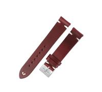 EDVENA Bracelet De Montre Vintage En Cuir Véritable, 17mm 18mm 20mm 21mm 22mm, Cire D'huile, Cuir De Vache, Couture Faite À La Main, Ceintures De Remplacement(Wine red-white line,17mm)