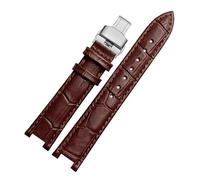 EDVENA Bracelet En Cuir De Vachette Bracelet De Montre Concave 18 * 10 Mm 20 * 12 Mm Bracelet En Cuir De Veau Boucle Papillon Compatible Avec Le Bracelet De Montre Cartier PASHA W3108(Brown silver buc