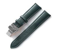 EDVENA Bracelet En Cuir Grain Litchi, Boucle Papillon, 14 16 18 20 22 Mm, Noir, Marron, Bleu, Accessoires De Montre(Dark green,14mm)