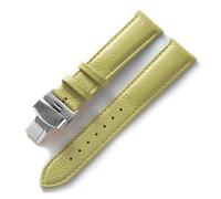 EDVENA Bracelet En Cuir Grain Litchi, Boucle Papillon, 14 16 18 20 22 Mm, Noir, Marron, Bleu, Accessoires De Montre(Light yellow,20mm)