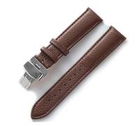 EDVENA Bracelet En Cuir Grain Litchi, Boucle Papillon, 14 16 18 20 22 Mm, Noir, Marron, Bleu, Accessoires De Montre(Dark brown,17mm)