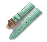 EDVENA Bracelet En Cuir Grain Litchi, Boucle Papillon, 14 16 18 20 22 Mm, Noir, Marron, Bleu, Accessoires De Montre(Light blue rose,20mm)