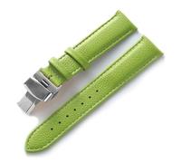 EDVENA Bracelet En Cuir Grain Litchi, Boucle Papillon, 14 16 18 20 22 Mm, Noir, Marron, Bleu, Accessoires De Montre(Light green,22mm)