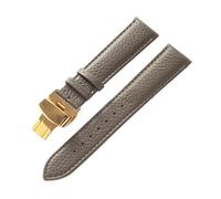 EDVENA Bracelet En Cuir Véritable For Femmes, En Cuir Souple, Grainé, For Hommes, 14 16 18 20 22mm, Boucle Papillon(Elephant Grey Gold,13mm)