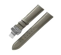 EDVENA Bracelet En Cuir Véritable For Femmes, En Cuir Souple, Grainé, For Hommes, 14 16 18 20 22mm, Boucle Papillon(Elephant Grey,17mm)