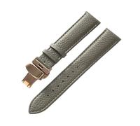 EDVENA Bracelet En Cuir Véritable For Femmes, En Cuir Souple, Grainé, For Hommes, 14 16 18 20 22mm, Boucle Papillon(Elephant Grey Rose,13mm)
