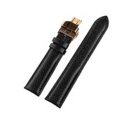 EDVENA Bracelet En Cuir Véritable For Femmes, En Cuir Souple, Grainé, For Hommes, 14 16 18 20 22mm, Boucle Papillon(Black Rose Buckle,18mm)