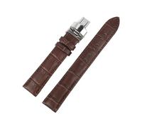 EDVENA Bracelet En Cuir Véritable Motif Bambou, Boucle Papillon, Noir, Marron, Bleu, 18mm, 20mm, 22mm, 24mm, Accessoires De Montre(Coffee-S Butterfly,24mm)
