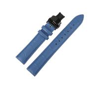 EDVENA Bracelet En Cuir Véritable Motif Bambou, Boucle Papillon, Noir, Marron, Bleu, 18mm, 20mm, 22mm, 24mm, Accessoires De Montre(Blue-B Butterfly,20mm)