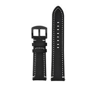 EDVENA Bracelet En Cuir Véritable Rétro Fait À La Main En Peau De Cheval Fou Bracelet De Montre En Cuir De Vachette 18mm 20mm 22mm 24mm Bracelet De Montre For Hommes De Haute Qualité(Black-black buckl