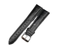 EDVENA Bracelets De Montre En Cuir De Veau 22cm, 18mm 19mm 20mm 22mm 24mm, Bracelet De Montre Intelligente, Bracelet De Poignet, Boucle En Acier Inoxydable Argenté(Black,24mm)