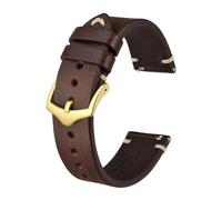 EDVENA Bracelets de montre en cuir for hommes, 18mm, 20mm, 22mm, noir, marron, vert, avec boucle dorée et épingles à outils(Coffee Brown - Gold,18mm)