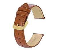 EDVENA Bracelets De Montre En Cuir Gaufré Alligator, 18mm 20mm 22mm 24mm, En Cuir De Vache Véritable, Vintage, Bracelets De Remplacement(Red Brown-Gold,18mm)
