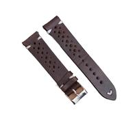 EDVENA Bracelets De Montre En Cuir Véritable 18mm 20mm 22mm 24mm Bracelet De Montre Respirant Poreux Remplacement De Bracelet De Montre À Dégagement Rapide(Dark brown-wh line,18mm)
