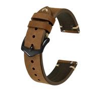 EDVENA Crazy Horse Bracelet De Montre En Cuir, 18 Mm, 20 Mm, 22 Mm, Compatible Avec La Montre Intelligente Huawei, Compatible Avec Samsung Galaxy Gear, Noir, Vert, Marron(Tan-Black Buckle,20mm)