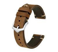EDVENA Crazy Horse Bracelet De Montre En Cuir, 18 Mm, 20 Mm, 22 Mm, Compatible Avec La Montre Intelligente Huawei, Compatible Avec Samsung Galaxy Gear, Noir, Vert, Marron(Tan-Silver Buckle,22mm)