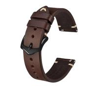 EDVENA Crazy Horse Bracelet De Montre En Cuir, 18 Mm, 20 Mm, 22 Mm, Compatible Avec La Montre Intelligente Huawei, Compatible Avec Samsung Galaxy Gear, Noir, Vert, Marron(Coffee Brown-Black,22mm)