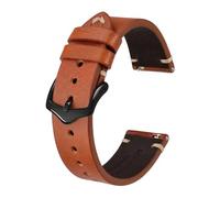 EDVENA Crazy Horse Bracelet De Montre En Cuir, 18 Mm, 20 Mm, 22 Mm, Compatible Avec La Montre Intelligente Huawei, Compatible Avec Samsung Galaxy Gear, Noir, Vert, Marron(Toffee Brown-Black,20mm)