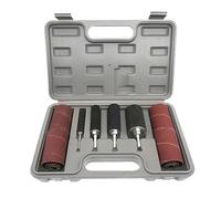 EdvenA Kit de tambour de ponceuse à broche 20 pièces, bande de ponçage, mandrins en caoutchouc, broche + manchons de ponçage avec étui, for perceuse à bois, outil rotatif