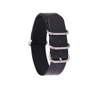 EDVTK35 14mm 16mm 18mm 20mm 22mm 24mm Bracelet de montre en cuir hommes femmes argent noir anneau boucle poignet Bracelet bande accessoires(Black S,16mm)