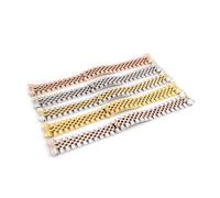 EDVTK35 20mm 316L Acier Inoxydable Jubilé Argent Deux Tons Or Rose Montre Bracelet Solide Vis Liens Extrémité Courbée(Gold)