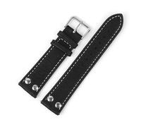 EDVTK35 Bande de montre à la main en cuir véritable 18mm 20mm 22mm avec rivets de courette universelle Bracelet de courroie de bracelet(Black,22mm)