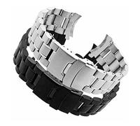 EDVTK35 Bande de montre en acier inoxydable 18mm 20mm 22mm bracelet 24 mm bracelet de montre courbe de montre double serrure boucle ceinture de rechange(Silver,18mm)